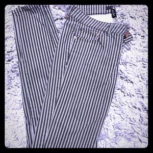 Black and grey striped skinny jeans
